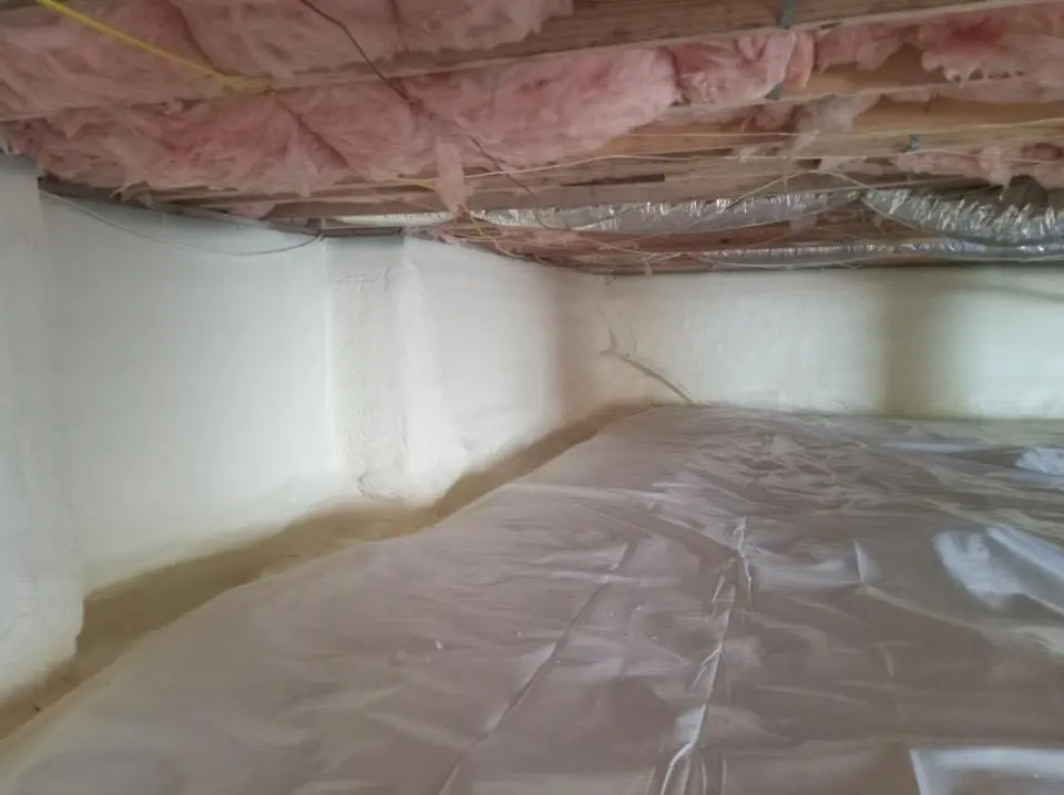 Crawl space encapsulation with closed-cell spray foam for Roof Waterproofing in Burton